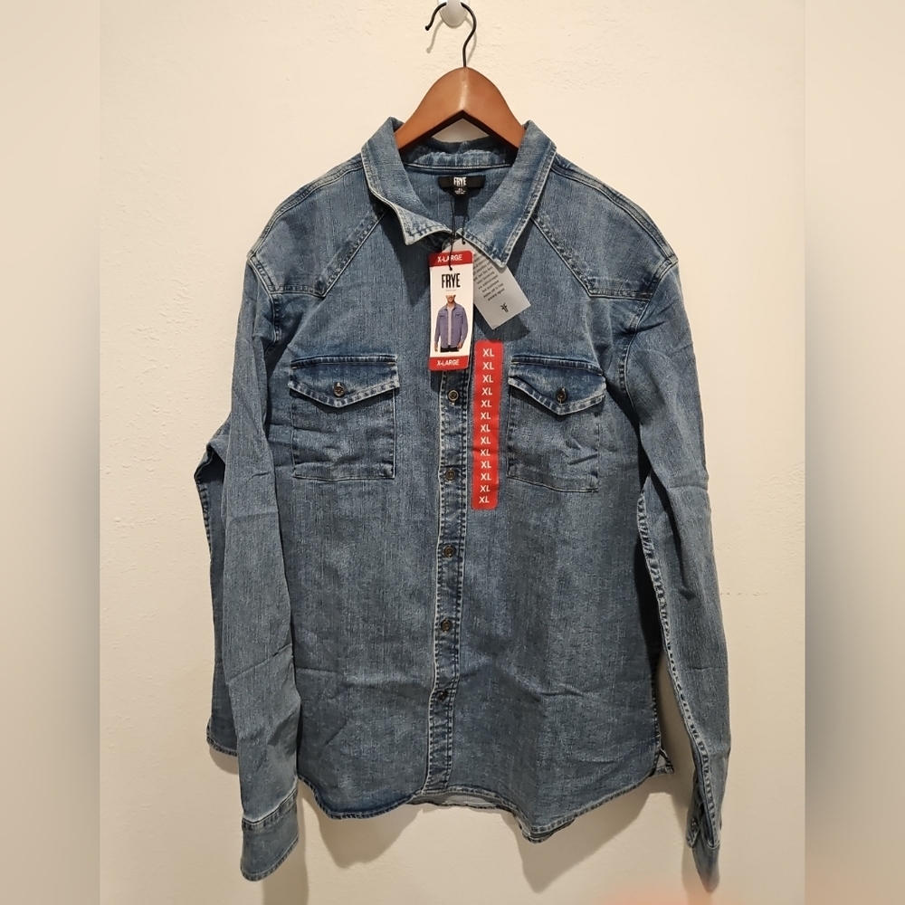 NWT Frye Men's Western Denim Button-Down Shirt XXL
